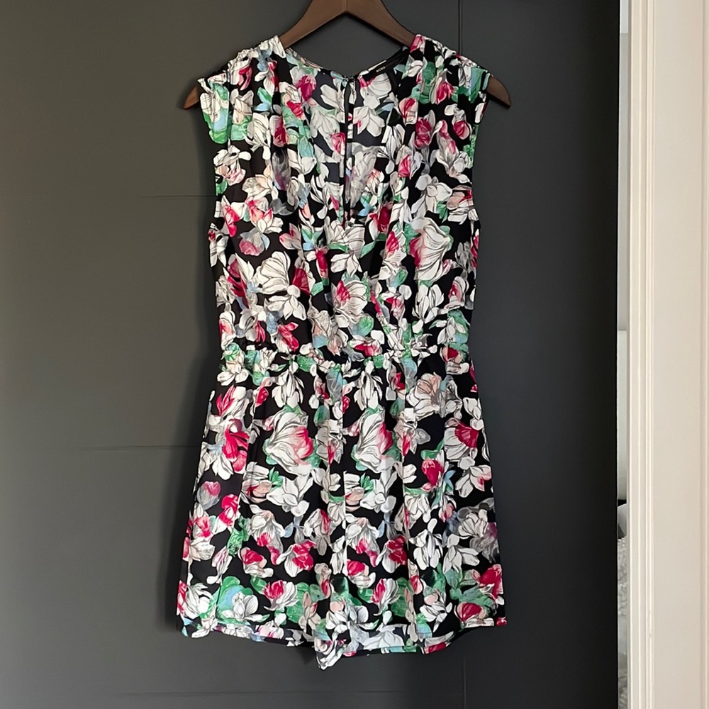 BCBG black floral cap sleeve romper - New with tags